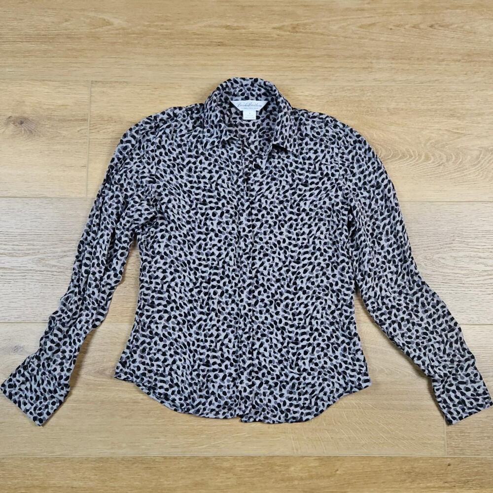 Brooks Brothers 100% Silk Leopard Print Button Down Shirt - Size 4